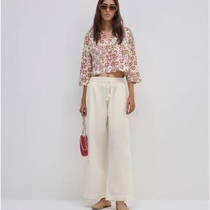 Bombay Paisley Ivory Pants with Pockets, size L